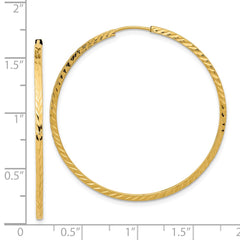 14k Diamond-cut Square Tube Endless Hoop Earrings - 8