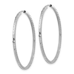 14k White Gold Diamond-cut Square Tube Endless Hoop Earrings - 8