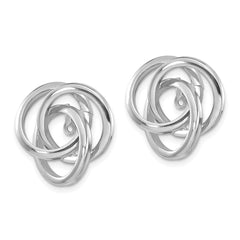 14K White Gold Polished Love Knot Earring Jackets - 3