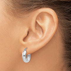 14k White Gold 4mm Round Hoop Earrings
