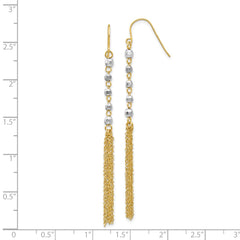 14K Two-tone Bead Tassel Earrings