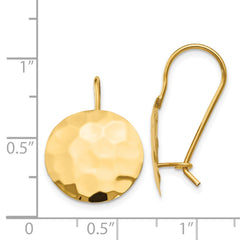 14k Hammered Circle Disc Earrings - 2