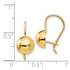 14k 8.00mm Hollow Half Ball Earrings