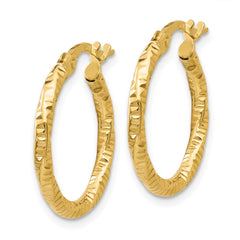 14K Polished and Textured Hoop Earrings - 3