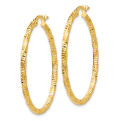 14K Polished and Textured Hoop Earrings - 4