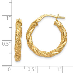 14K Twisted Textured Hoop Earrings - 3