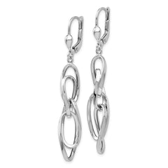 14K White Gold Polished Dangle Leverback Earrings - 2