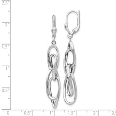 14K White Gold Polished Dangle Leverback Earrings - 2