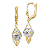 14K Two-tone Polished Diamond-cut Dangle Leverback Earrings