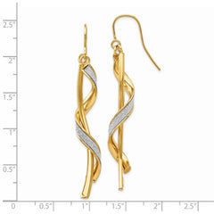 14k Polished Glitter Infused Spiral Dangle Earrings