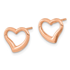 14k Rose Gold Polished Heart Post Earrings - 2