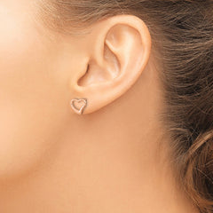 14k Rose Gold Polished Heart Post Earrings - 2