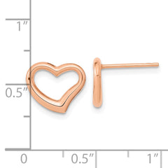 14k Rose Gold Polished Heart Post Earrings - 2