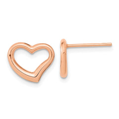 14k Rose Gold Polished Heart Post Earrings - 2