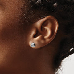14k White Gold Polished Love Knot Post Earrings - 5