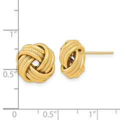 14k Polished Textured Triple Love Knot Post Earrings - 2