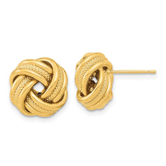 14k Polished Textured Triple Love Knot Post Earrings - 2