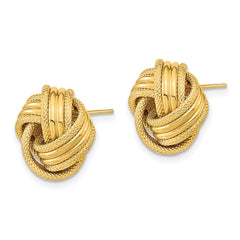 14k Polished Textured Love Knot Post Earrings - 2