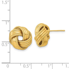 14k Polished Textured Love Knot Post Earrings - 2