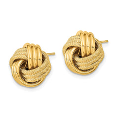 14k Polished Textured Triple Love Knot Post Earrings - 3