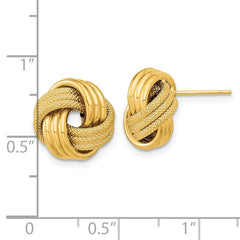 14k Polished Textured Triple Love Knot Post Earrings - 3