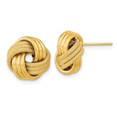 14k Polished Textured Triple Love Knot Post Earrings - 3