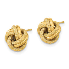 14k Polished Textured Double Love Knot Post Earrings - 2