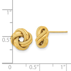 14k Polished Textured Double Love Knot Post Earrings - 2