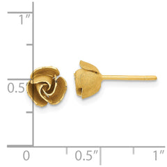 14k Yellow Gold Satin Finish D/C Rose Post Earrings