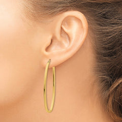 14k 2mm Large Oval Hoop Earrings