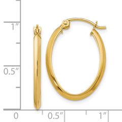 14k 2mm Oval Hoop Earrings - 3