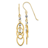 14k Two-tone Oval Beaded Dangle Earrings