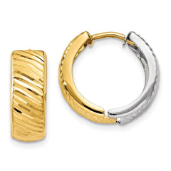 14k Two-tone Textured Hoop Earrings - 2