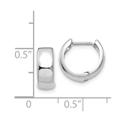 14k White Gold Polished Hinged Hoop Earrings - 2