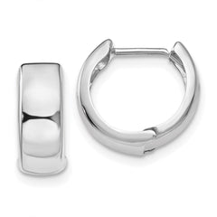 14k White Gold Polished Hinged Hoop Earrings - 2