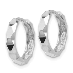 14k White Gold Diamond-cut Hoop Earrings - 11