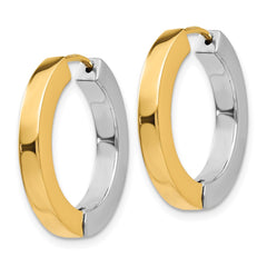 14k Two-tone Gold Polished Hollow Hinged Hoop Earrings - 2