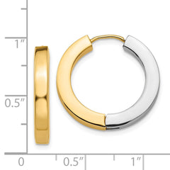 14k Two-tone Gold Polished Hollow Hinged Hoop Earrings - 2