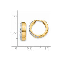 14k w/Rhodium Textured Hinged Hoop Earrings
