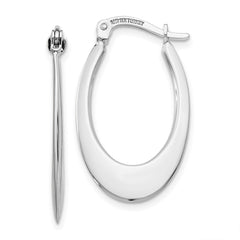 14k White Gold Polished Hoop Earrings - 3