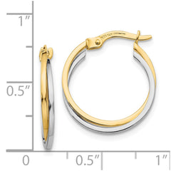 14k Two-tone Polished Hollow Hoop Earrings - 2