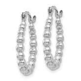 14K White Gold Beaded Hoop Earrings