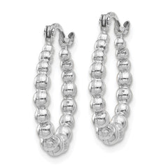 14K White Gold Beaded Hoop Earrings