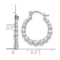 14K White Gold Beaded Hoop Earrings