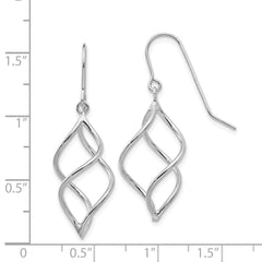 14k White Gold Polished Short Twisted Dangle Earrings
