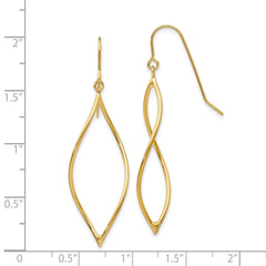 14k Polished Twisted Oblong Dangle Earrings