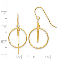 14k Polished Circles Dangle Earrings - 3