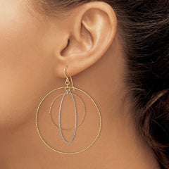 14k Tri-color Diamond Cut Graduated Circles Shepherd Hook Earrings