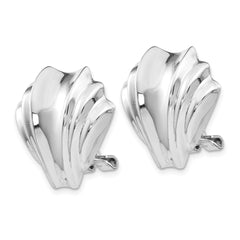 14k White Gold Polished Fancy Omega Back Post Earrings - 2