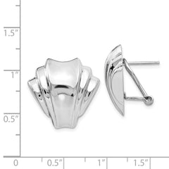 14k White Gold Polished Fancy Omega Back Post Earrings - 2
